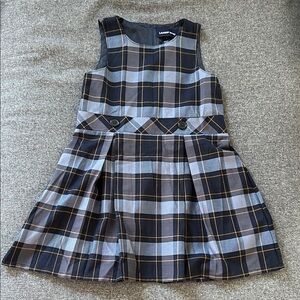 Lands' End Navy, blue & gold Plaid School Jumper